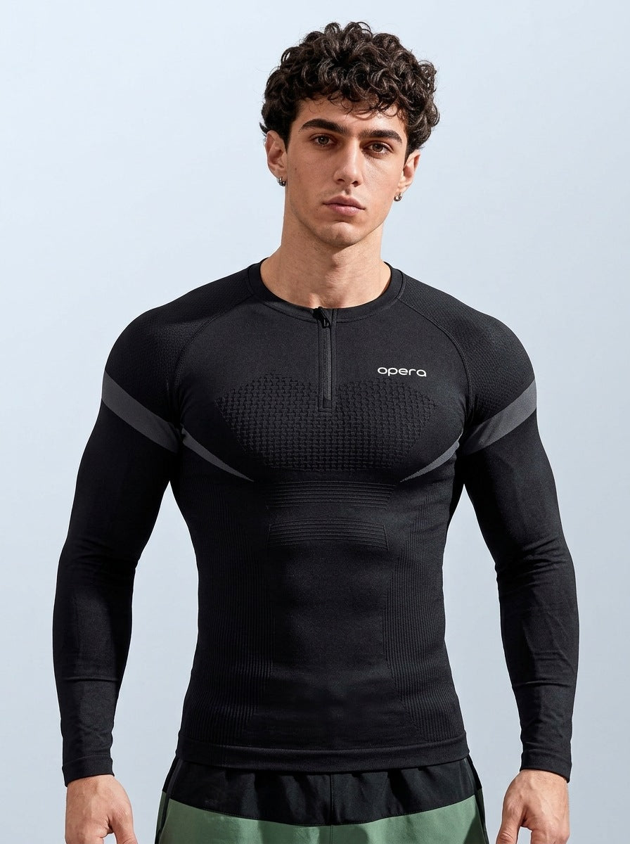 export custom seamless jacquard athletic short-sleeve men's quick-dry fitness training stretch slim-fit crew neck t-shirt for summer