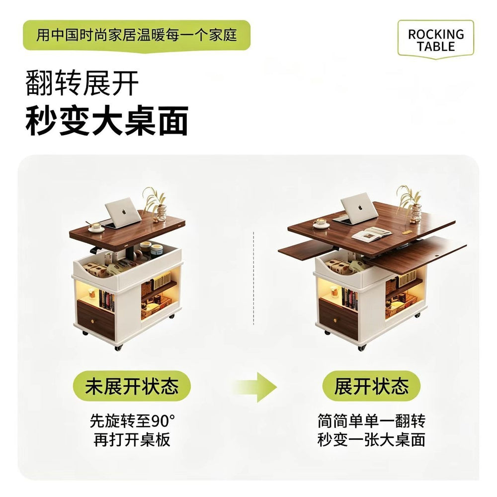 Solid wood coffee table tea table living room for homefoldable table sofa side table tea cabinet trolley movablelift coffee table
