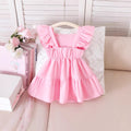 summer girls' tank top pink big bow flutter sleeve dress kids sweet sleeveless dress children's clothing in stock