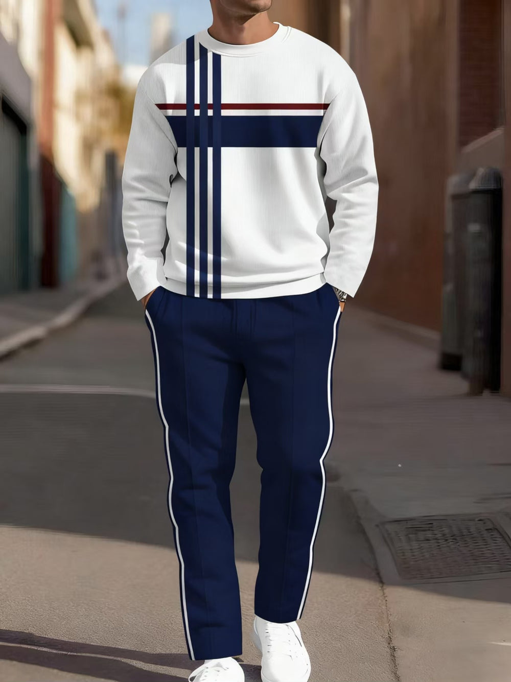 cross-border e-commerce 3d digital print men's autumn/winter new casual fitted long-sleeve hoodie and pants set