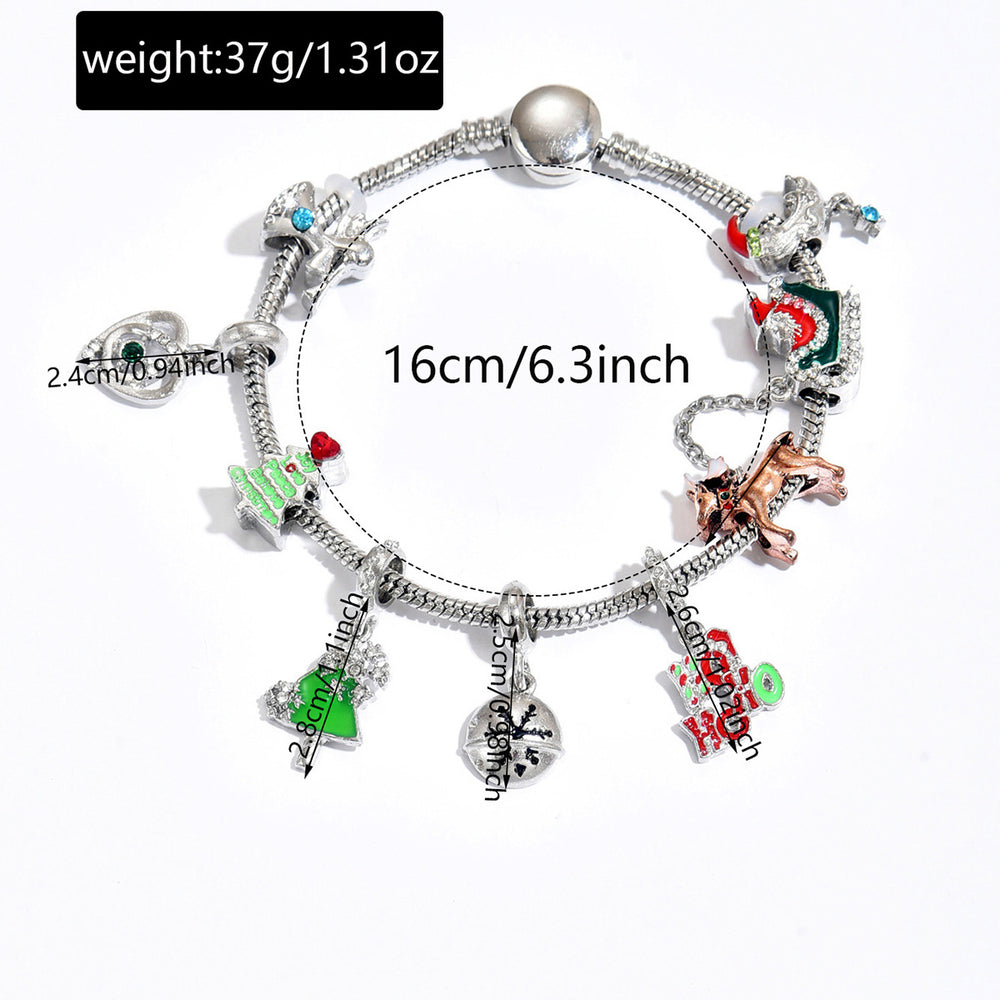 Wholesale christmas bracelets: european and american cross-border jewelry, trendy and unique "ins" style fashion, enamel-coated metallic christmas tree bracelets for women