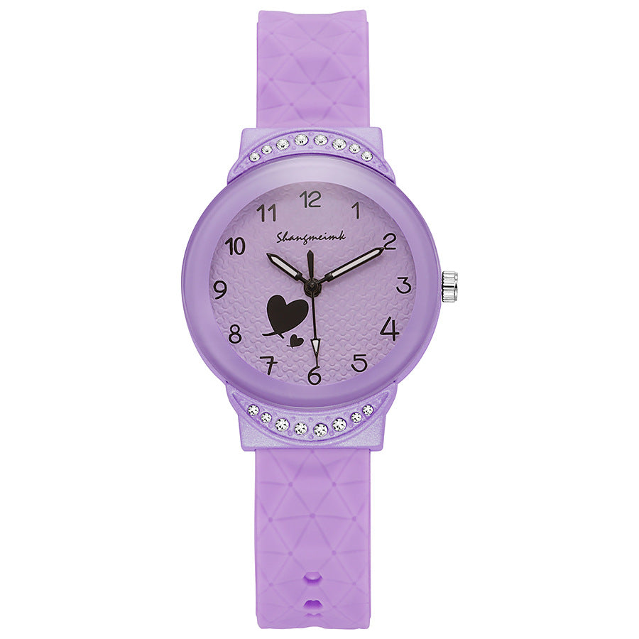 Ins candy color student watch with diamond small watch for girls, middle school student, high school student, girl quartz watch