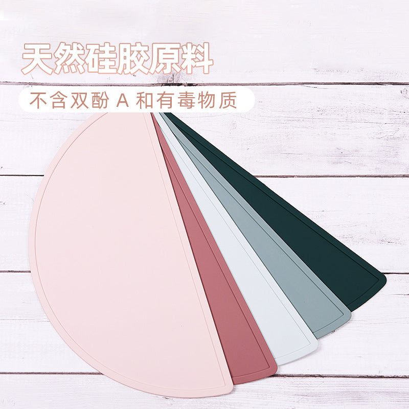 Customized solid color silicone children's placemats, durable student silicone placemats, anti-scalding, non-slip and heat-insulating silicone table mats