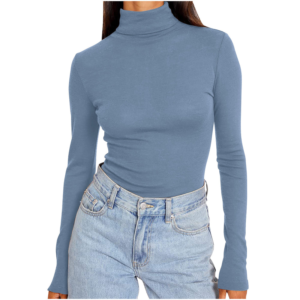 cross-border  spring new arrival: women's semi-high neck slim-fit versatile base layer top