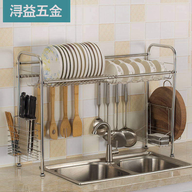 Stainless steel dish rack Drain rack Multifunctional kitchen rack Single layer sink Dish rack Storage rack Wholesale