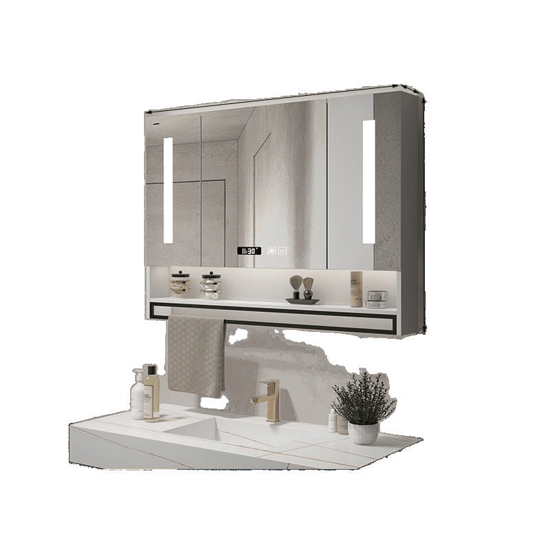 [Low price] Smart solid wood bathroom mirror cabinet, toilet mirror, separate wall-mounted bathroom with lamp storage mirror box