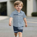 hot-selling children's short-sleeved shirt set, casual shirt set, summer simple stripes, dropshipping available