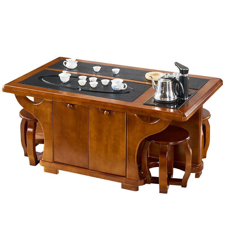 Fire stone coffee table rubber wood coffee table modern casual living room tea table office tea table balcony all-in-one coffee table