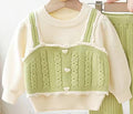 Girls' knit sweater set - new  collection: handmade flower pom-pom detail, includes pants