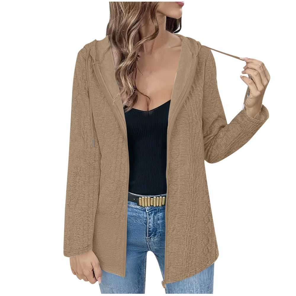 fashion cross-border women's spring fall and winterloose zipper long sleeves hooded tops casual cardiganoutwear