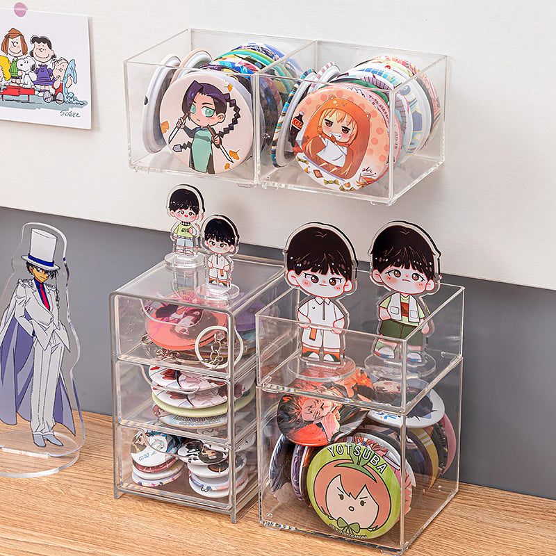 Desktop figure transparent storage box Multifunctional badge bar storage box Plastic peripheral drawer storage box