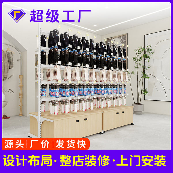 Hook shelf jewelry Wrought iron floor with cabinet display rack display Nakajima slippers socks gloves single and double sided