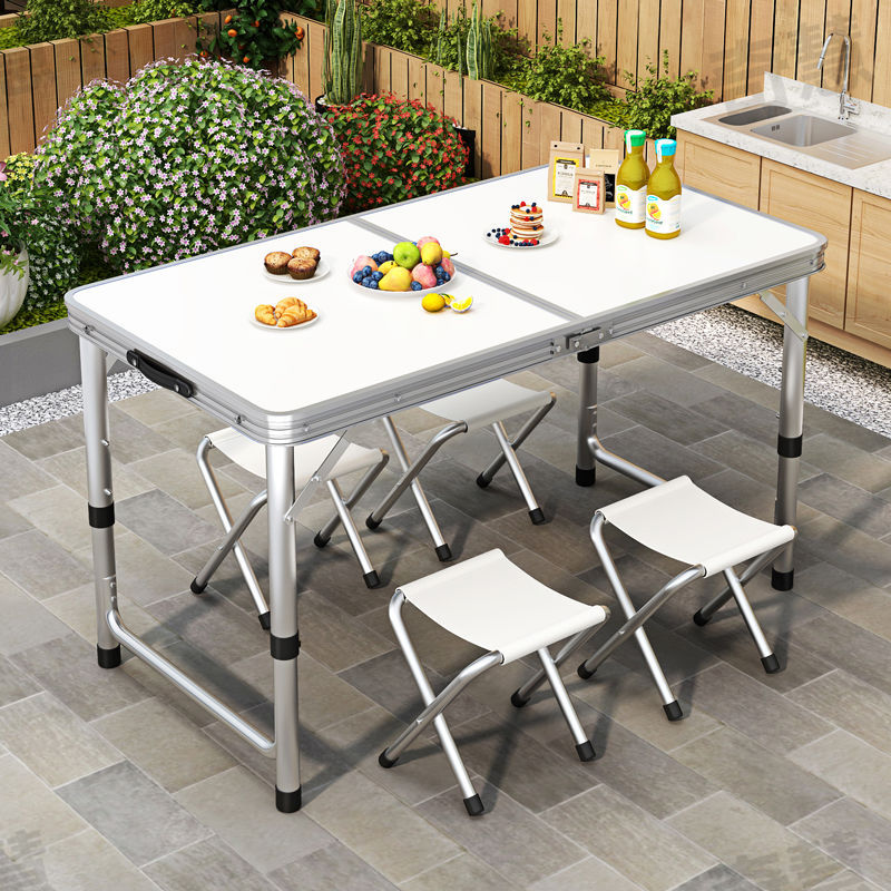 Folding table stall folding outdoor portable adjustable work table camping style picnic night market folding table and chairs