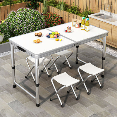 Folding table stall folding outdoor portable adjustable work table camping style picnic night market folding table and chairs