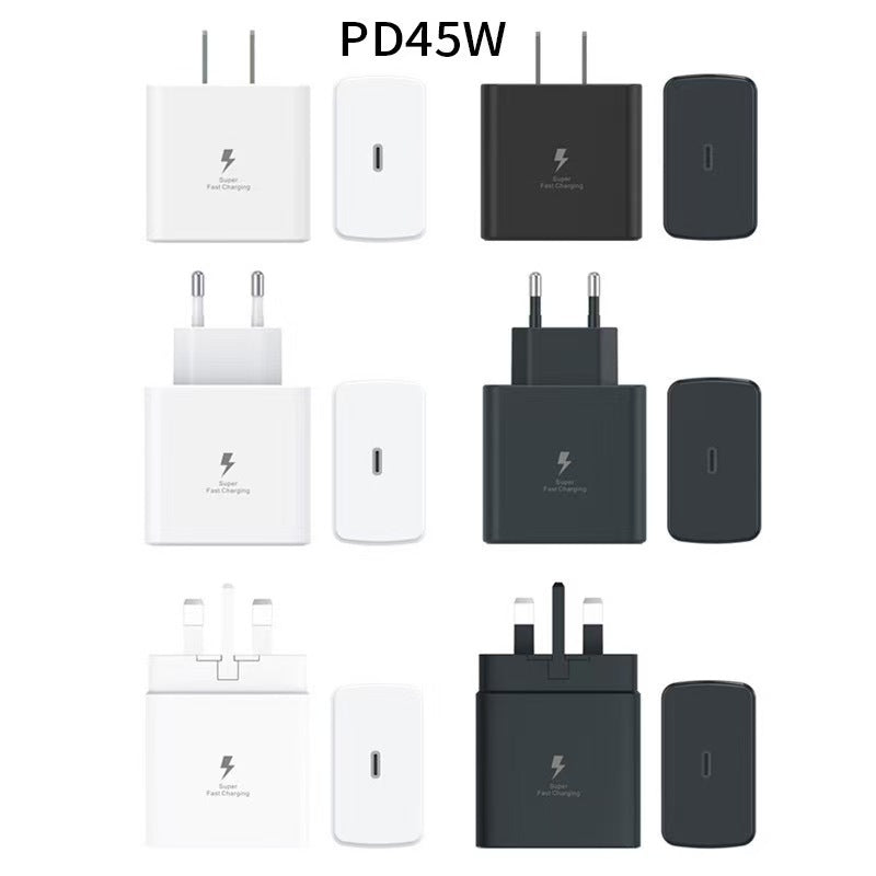 Pd45w samsung super fast charger mobile phone charger us/eu/uk plug wholesale charging adapter