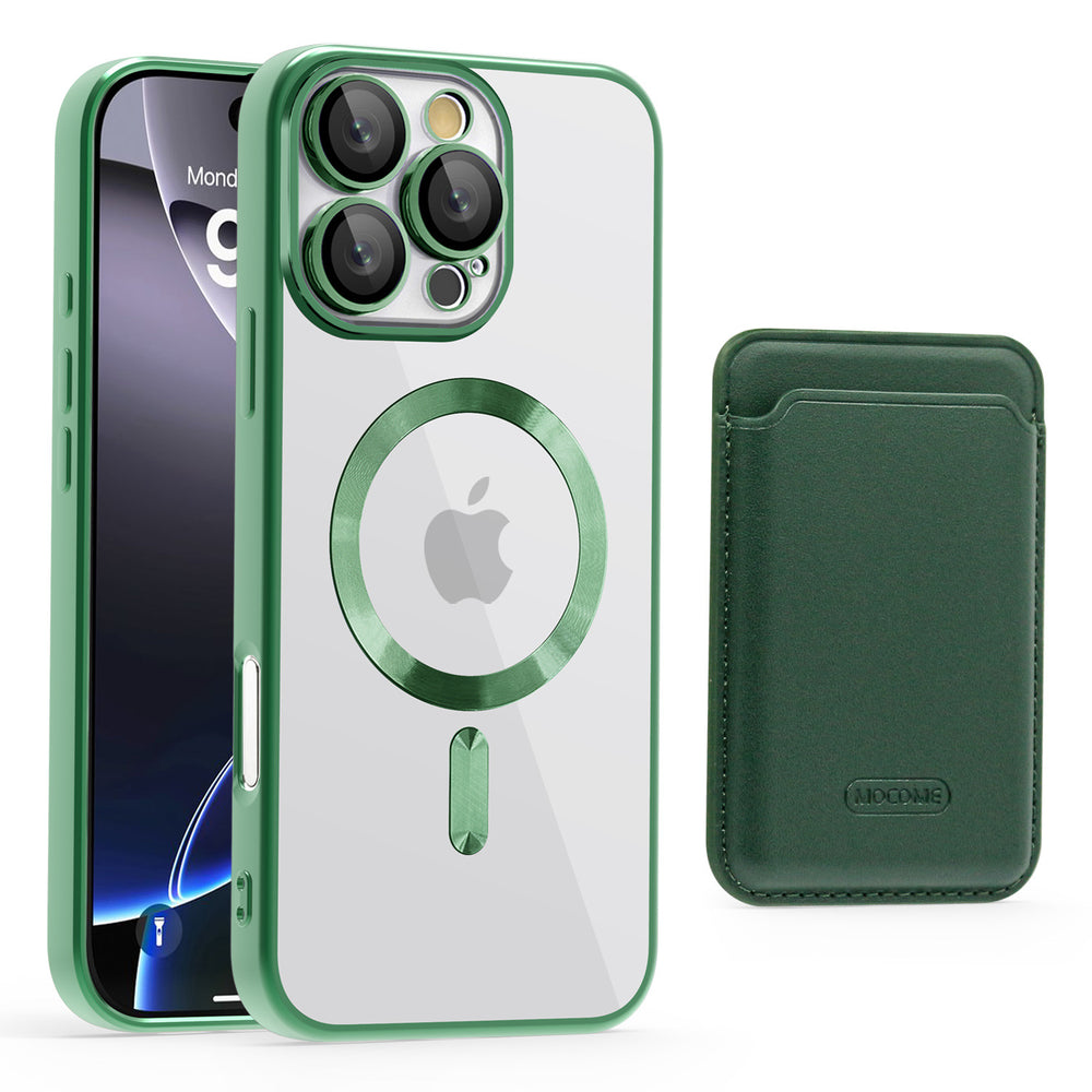 Golden shield cd pattern magnetic case + card holder compatible with iphone 16 phone case apple 15 pro max anti-drop protective cover - cross-border