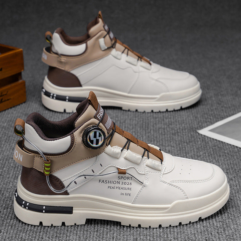 Boots men's high-top spring british style retromencasual leather shoes mid-top waterproofnon-slipworkwear boots