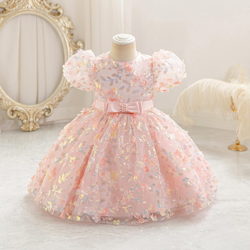 Baby birthday princess dress first birthday little girl butterfly embroidered mesh tutu dress children's formal wear in stock dropshipping