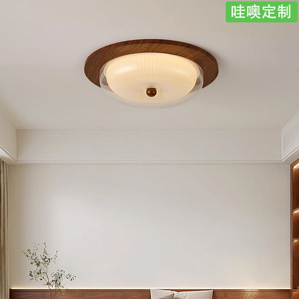 [Wow] 2025 new French medieval ceiling light eye protection walnut solid wood advanced glass light
