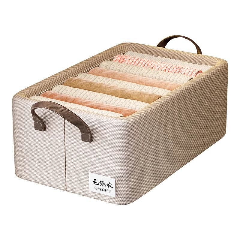 Clothes storage box, household wardrobe layered sorting box, clothes and pants, autumn and winter fabric folding storage basket artifact