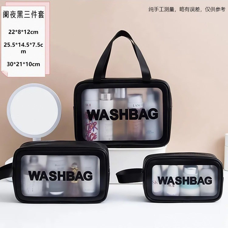Travel makeup bag translucent toiletry bag frosted bath bag swimming cosmetic storage bag pure color carry-on bag