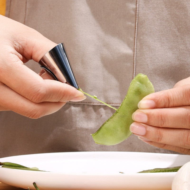 Edamame peeling artifact broad bean peeling picking vegetable beans iron nail cover stainless steel protective finger ring tool