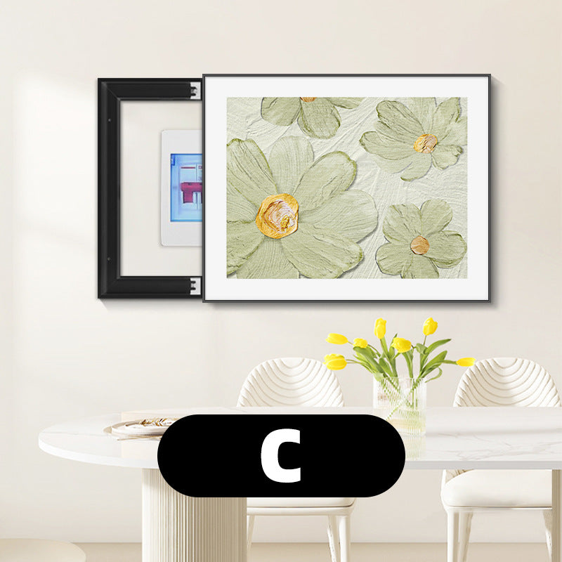 Cream wind flower meter box decorative painting non-punching distribution box hanging painting creative blocking switch box mural