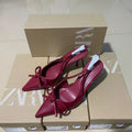 Za2024autumnew arrival high heelsfashioneasiest for match women's shoes daily casualbows pointed toe frenchflats women