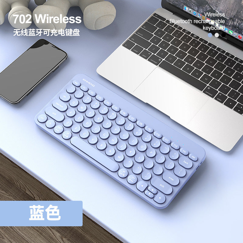 Xinmeng rf702 wireless bluetooth keyboard and mouse combo - rechargeable punk round keycap keyboard for tablets and laptops