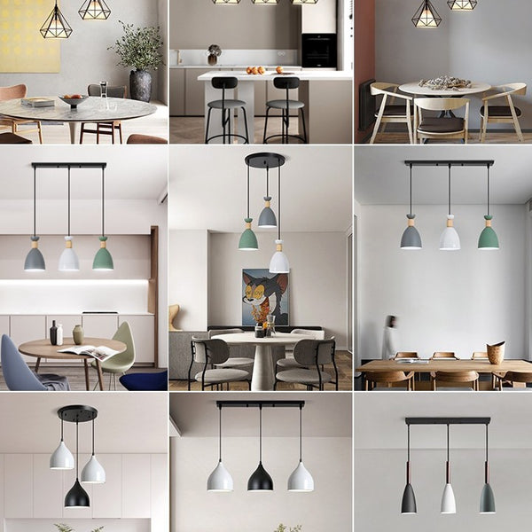 Restaurant chandelier Modern simple three-head dining table light Nordic designer dining table bar creative personality wrought iron chandelier