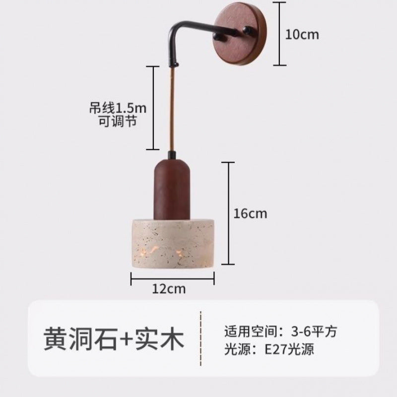 Yellow travertine bedroom bedside chandelier Japanese wabi-sabi retro restaurant chandelier designer homestay restaurant chandelier