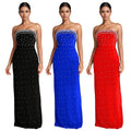 C7218 cross-border   fashion women's bandeau sexy beaded slit backless dress