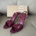 Spain 2025 summer new one-strap peep-toe hollow-out sandals, denim pointed-toe stiletto heels with metallic finish