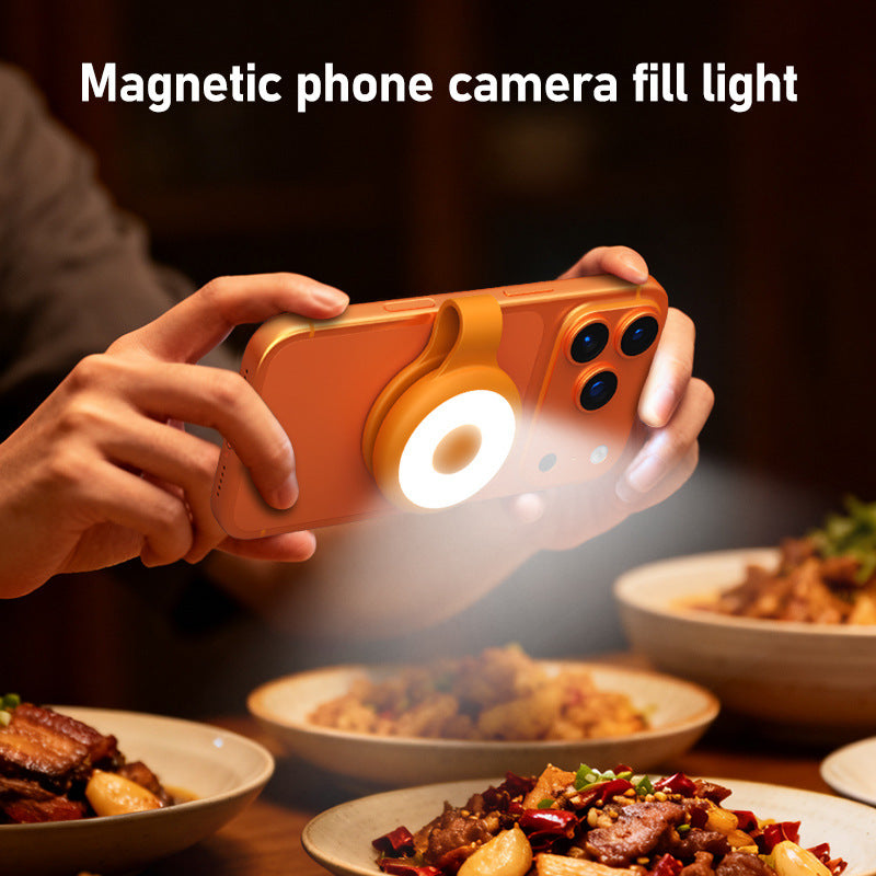 Portable magnetic phone fill light - soft light for photography, videography, and live streaming - tri-color temperature led clip light