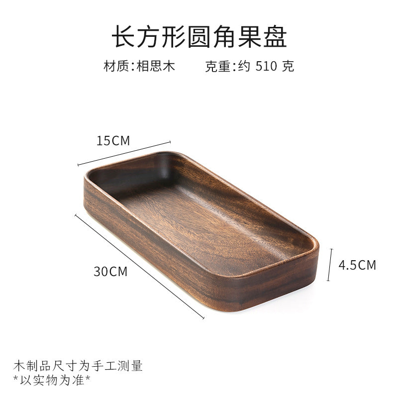 Walnut wood fruit platter solid wood round salad bowl dish dinner plate household kids fruit plate wholesale wooden tray