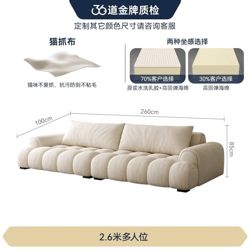New cat scratching cloth puff french cream small apartment living room for home extremely simple row cat claw leather three-slot sofa