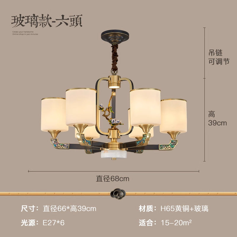 [All copper + Spanish marble] New Chinese chandelier 2024 new high-end Chinese style home living room lamp