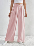spring/summer new arrival: cross-border  fashion - european & american style commute-ready pleated wide-leg casual trousers, loose fit long pants