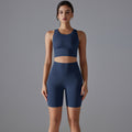New high-waisted, butt-lifting, antibacterial yoga shorts - barely-there feel, sports bra, and quick-dry running & yoga set for women