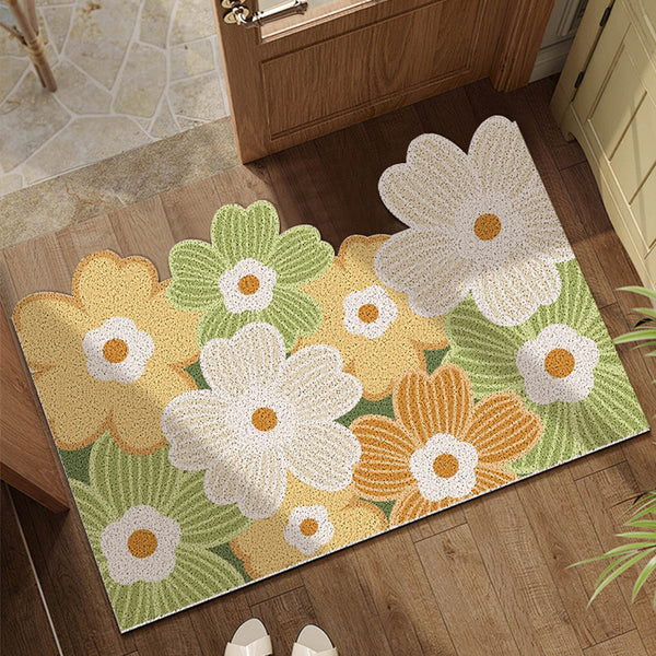 Silk circle small flower entry door floor mat household can be cut entrance foot pad waterproof, wear-resistant and non-slip entry door foot pad