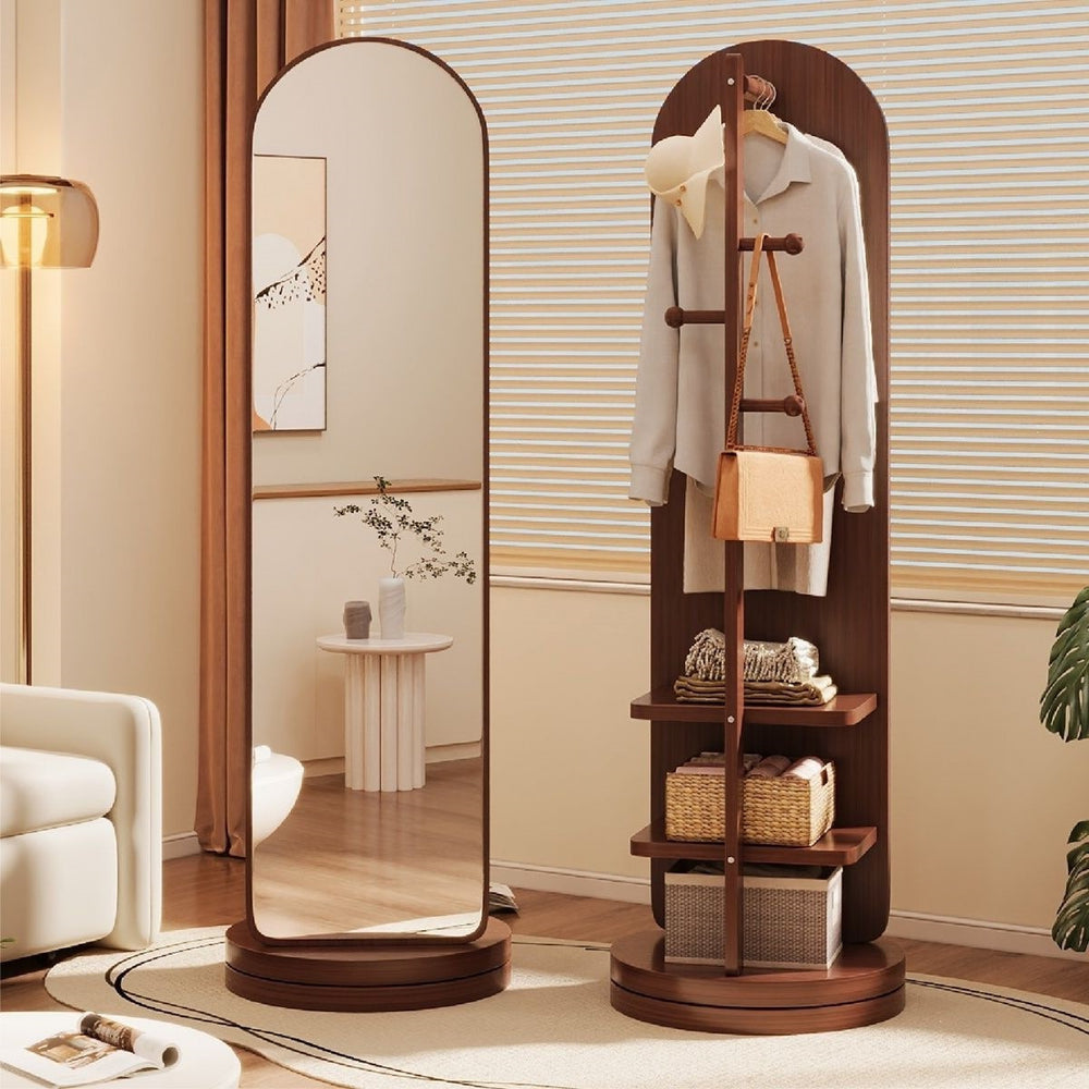 Full-length mirror floor mirror for homeall-in-one dressing mirror girl bedroom rotatable movable fitting mirror hanging coat rack