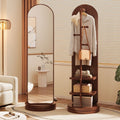 Full-length mirror floor mirror for homeall-in-one dressing mirror girl bedroom rotatable movable fitting mirror hanging coat rack