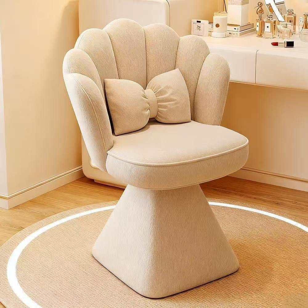 Luxury vanity stool for home use - rotating makeup chair with backrest for bedroom, closet, and nail salon