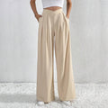 spring/summer new arrival: cross-border  fashion - european & american style commute-ready pleated wide-leg casual trousers, loose fit long pants