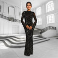C7186 cross-border   fashion women's bodycon sexy long sleeve rhinestone dress - new arrival