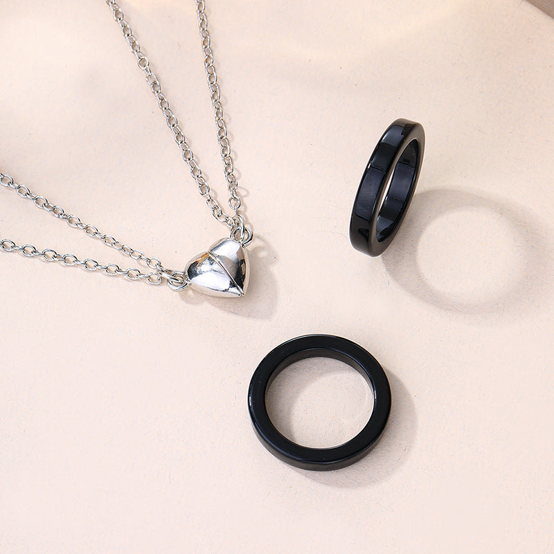European and american cross-border minimalist double-layer irregular circle necklace, light luxury niche heart patchwork jewelry necklace, couple's style