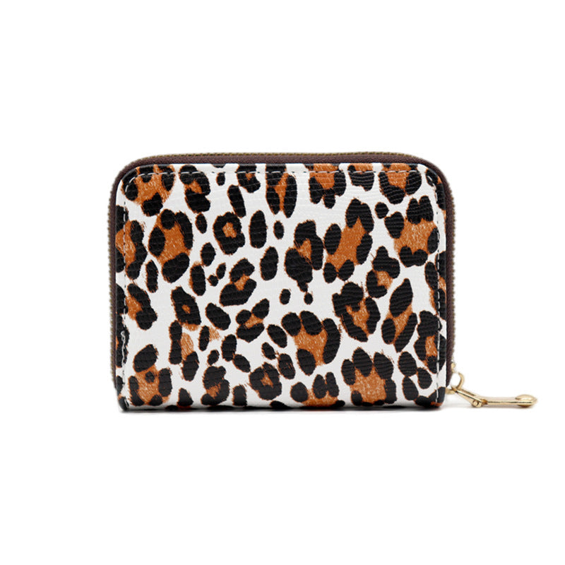Personalized leopard print card bag, multi-functional change bag, organ-style small and exquisite large-capacity card holder, credit card holder.