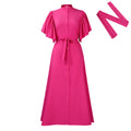 D3270   summer fashion bell sleeves single breasted belt waist loose long skirt export dress