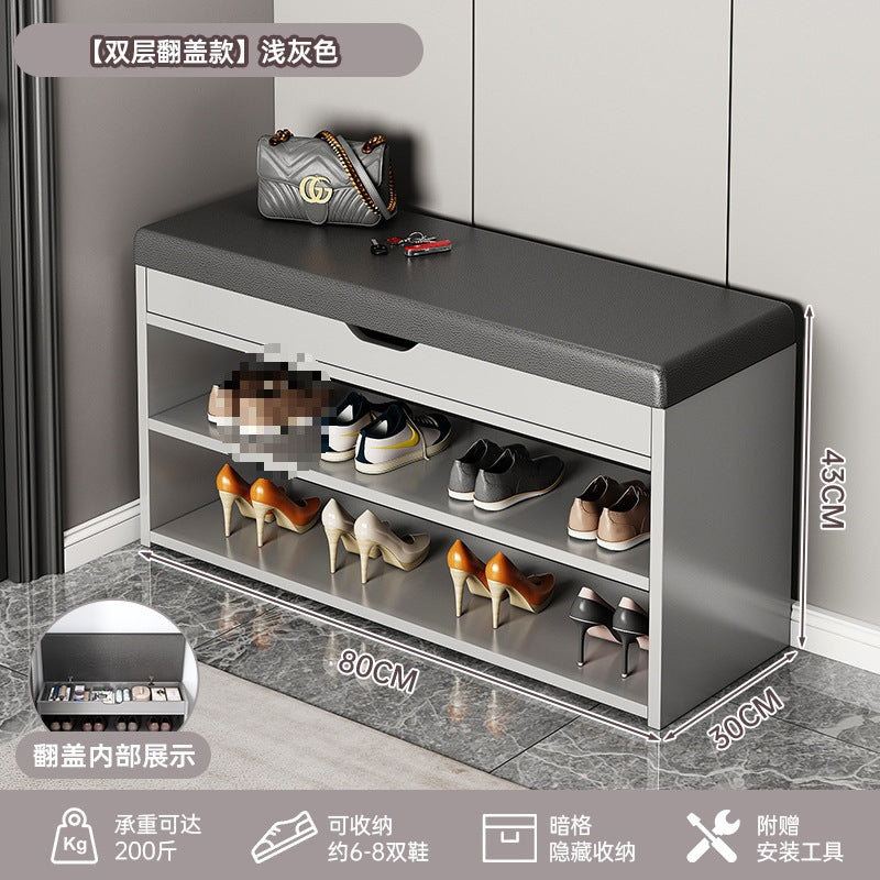 At the beginning of one piece, the shoe change stool is at the door of the household, the shoe rack can be seated at the door, the shoe cabinet is integrated with the stool, the entrance cabinet, and the storage cabinet.