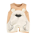 Baby summer outfit: adorable bear sleeveless romper for boys and girls - lightweight, cartoon design, perfect for outdoor adventures and 100-day celebrations